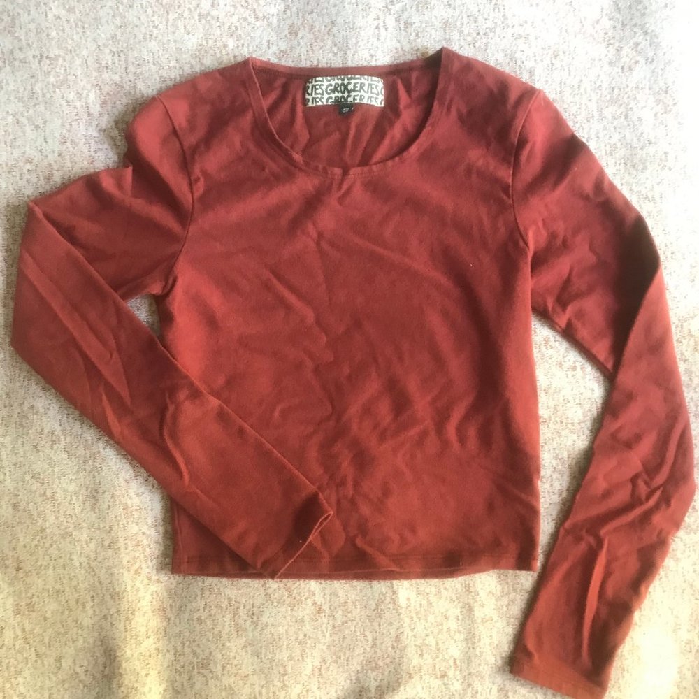 Groceries Apparel long sleeve bodycon crop top S